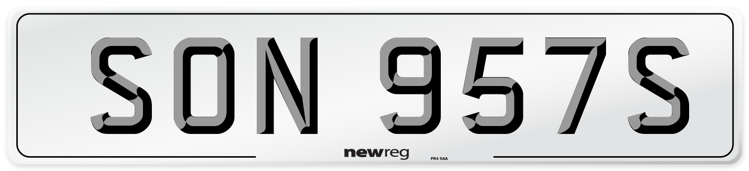 SON 957S Number Plate from New Reg
